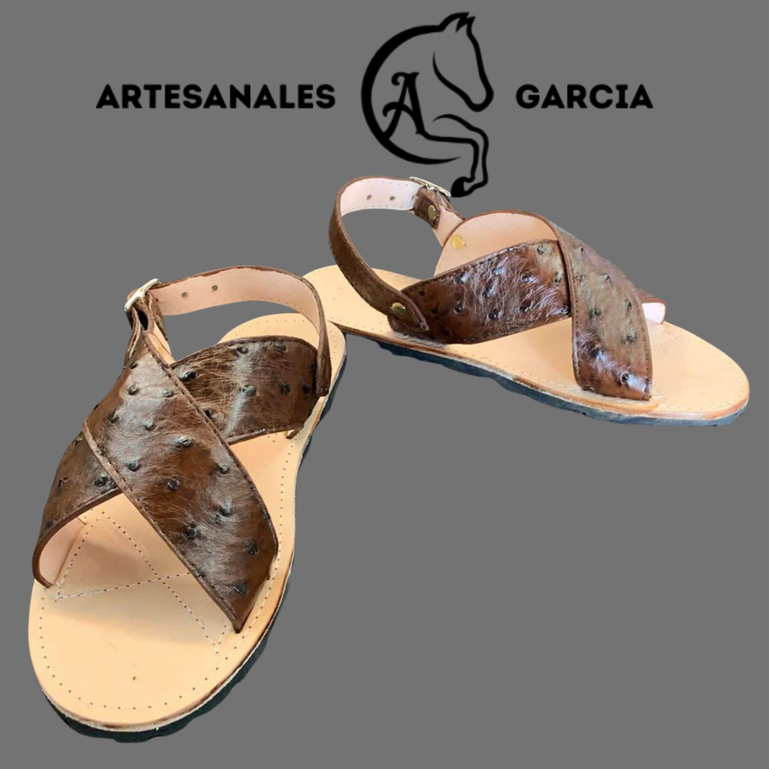 Huaraches Cruzado Avestruz Cafe Fino Original