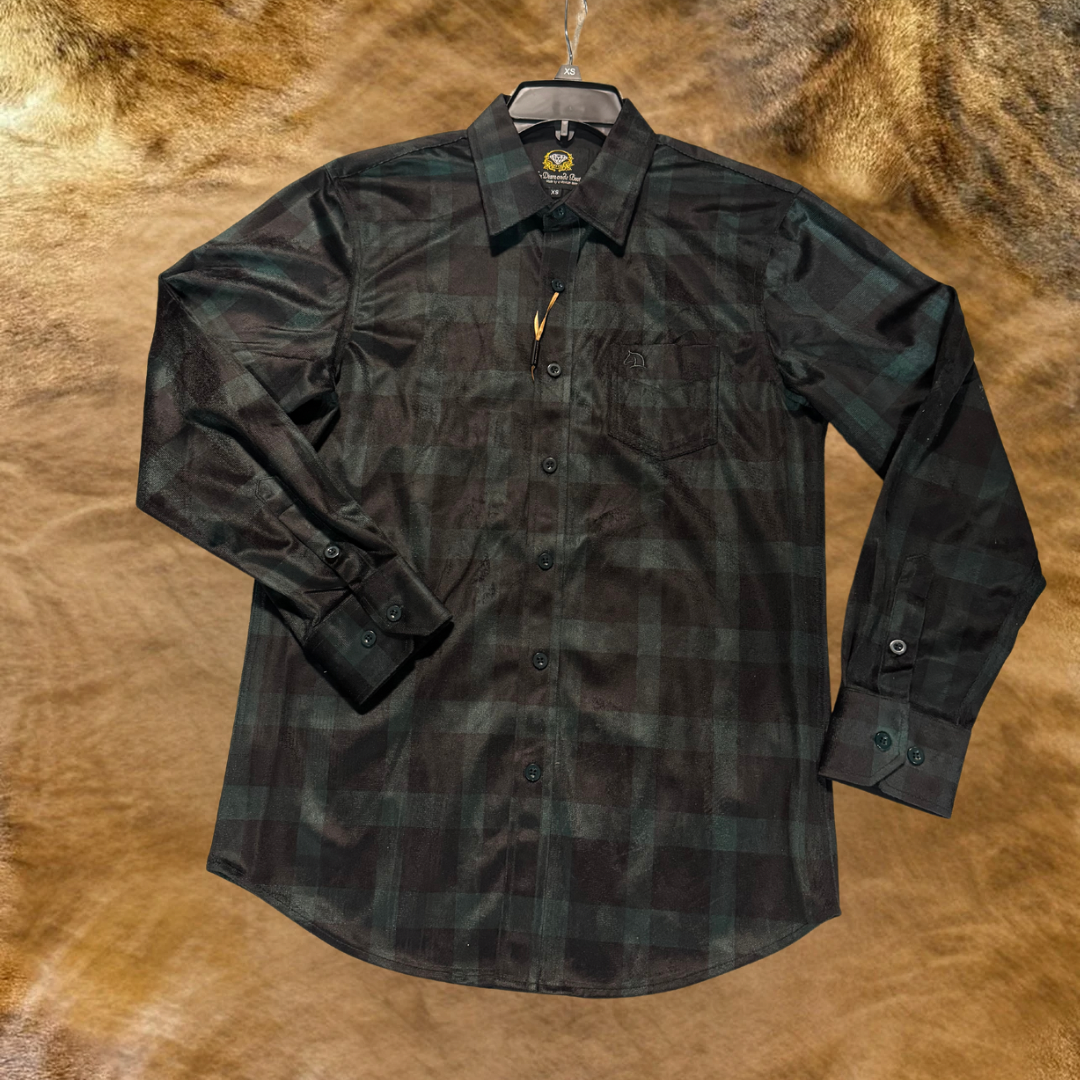 Camisa Vaquera Plaid de Cuadros Verde oscuro