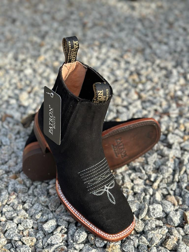 Botin Nobuck / Gamuza Negro S/ Cuero Dama