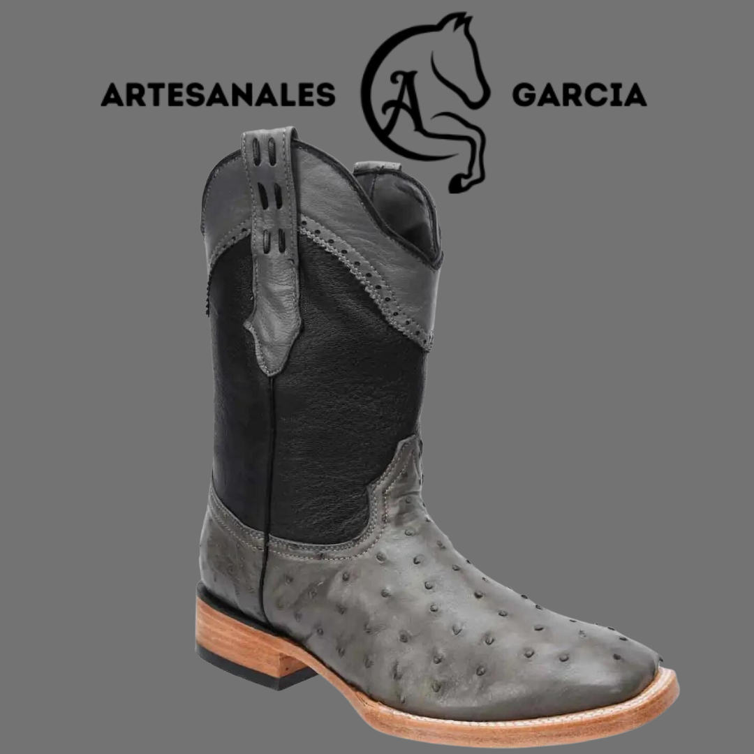 Bota Rodeo Americana Avestruz Original Gris WD 253