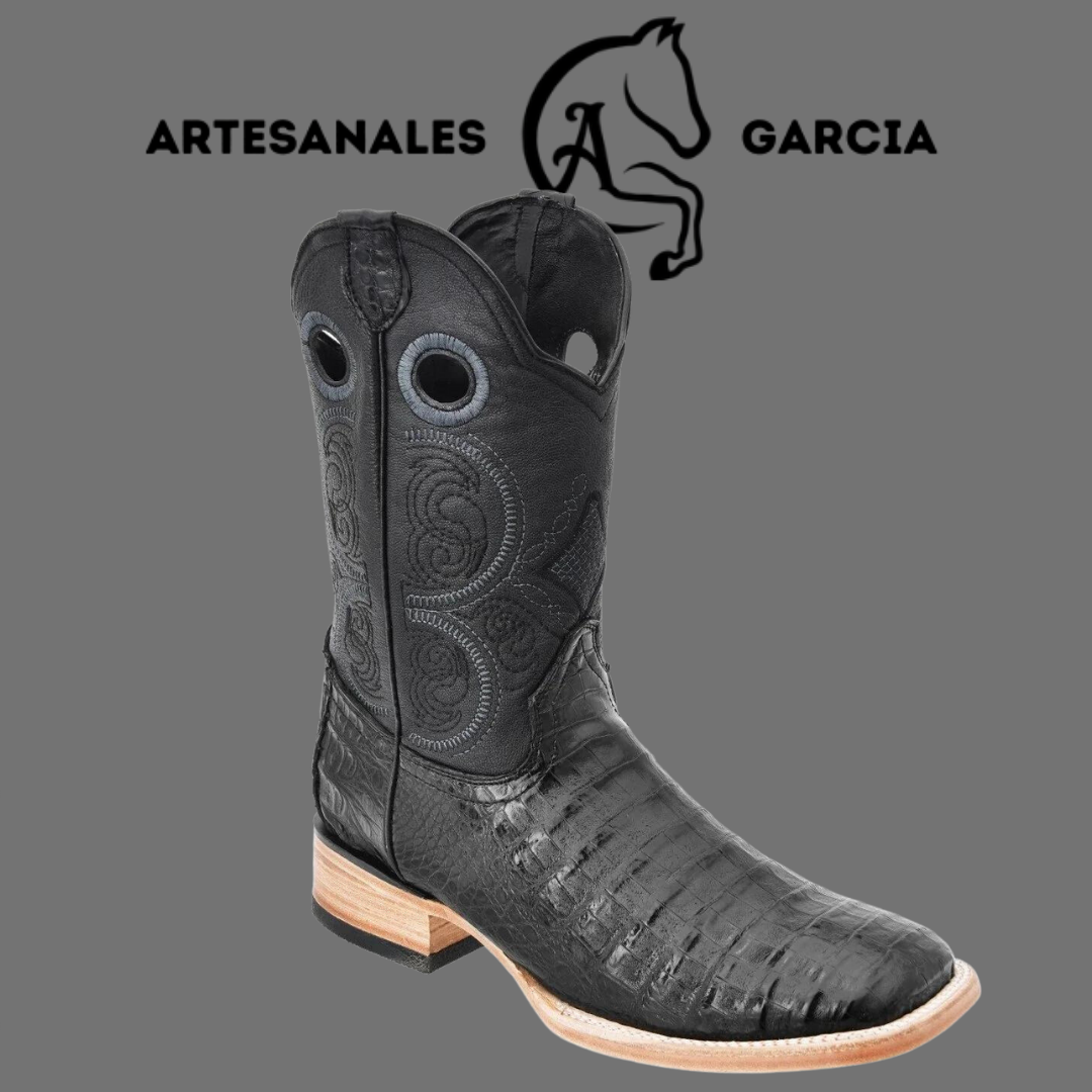 Bota Rodeo Americana Caimán Cocodrilo Belly Negro Original WD 256