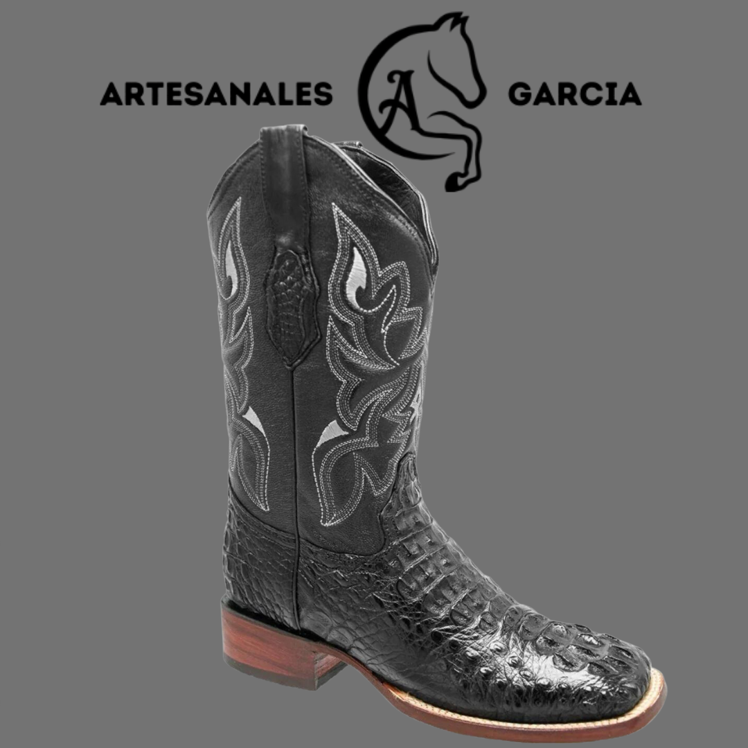 Bota Rodeo Americana Caimán Cocodrilo Nuca Negro Original WD 260