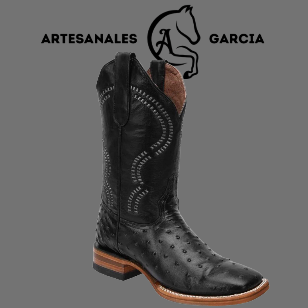 Bota Rodeo Americana Avestruz Clon Negro WD 302