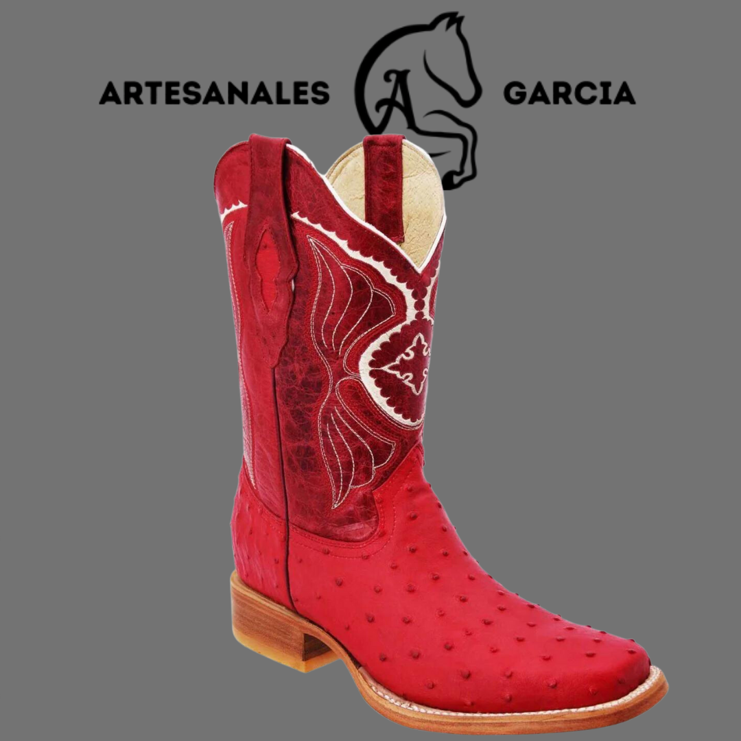 Bota Rodeo Americana Avestruz Clon Rojo WD 304