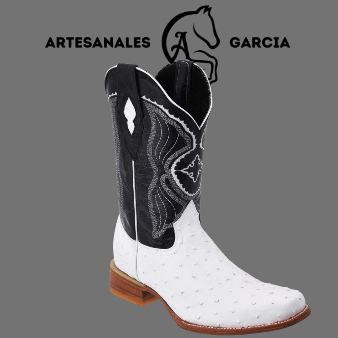 Bota Rodeo Americana Avestruz Clon Blanco WD 305