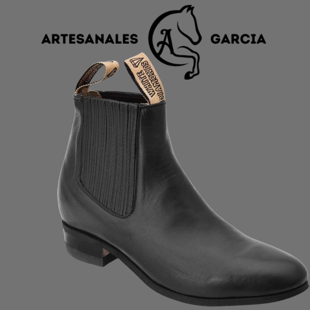 Botin Charro Negro Suela de Hule WD 707