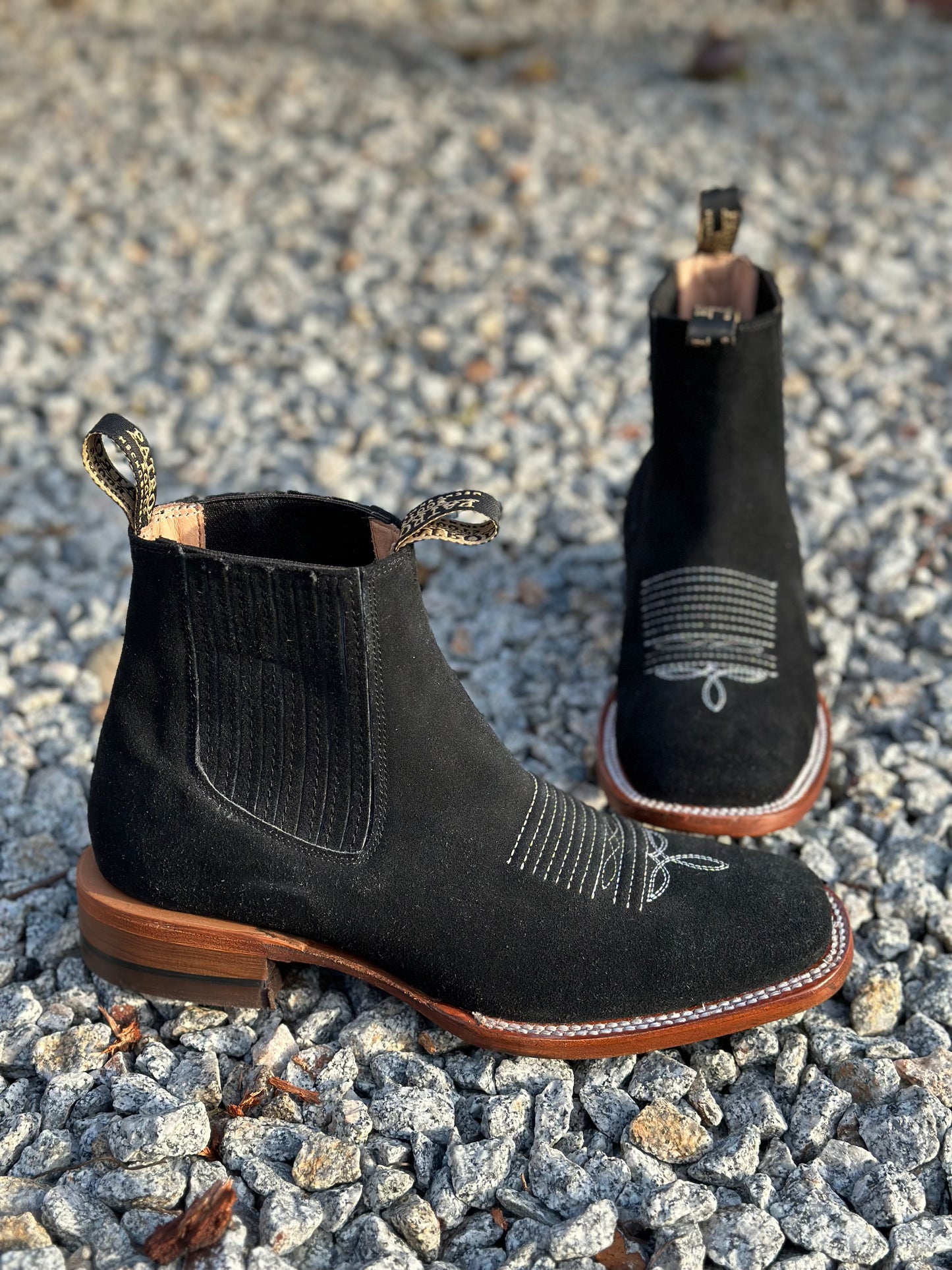 Botin Nobuck / Gamuza Negro S/ Cuero