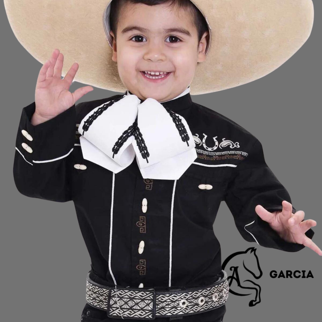 Camisa charra negra sale