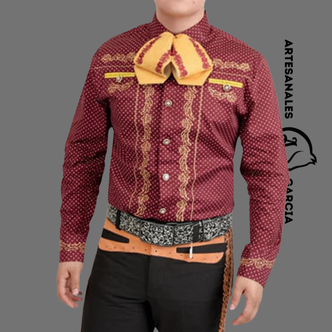 Camisa Charra Roja / Oro WD 863