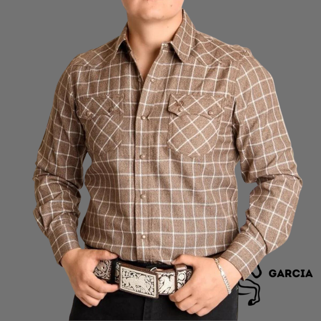 Camisa Vaquera Cuadro Flannel Beige WD 901
