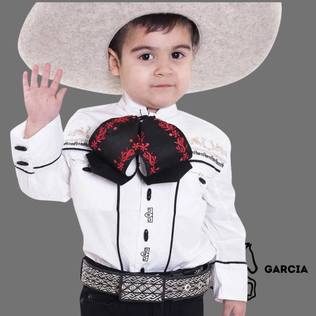 Camisa Charra Tradicional Huesito Nino Blanca WD 938