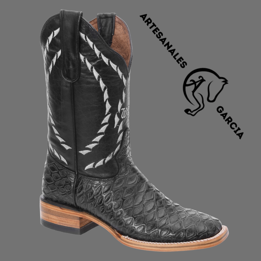 Bota Rodeo Punta Cuadrada Oso Hormiguero Negro Clon WD 299