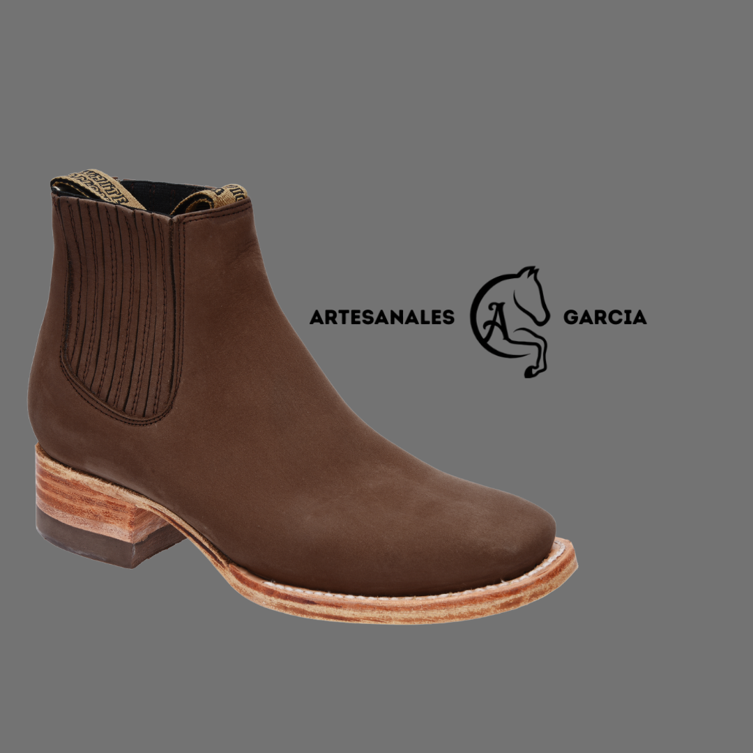 Botin Rodeo De Joven Punta Cuadrado Nobuck Gamuza Cafe WD 344