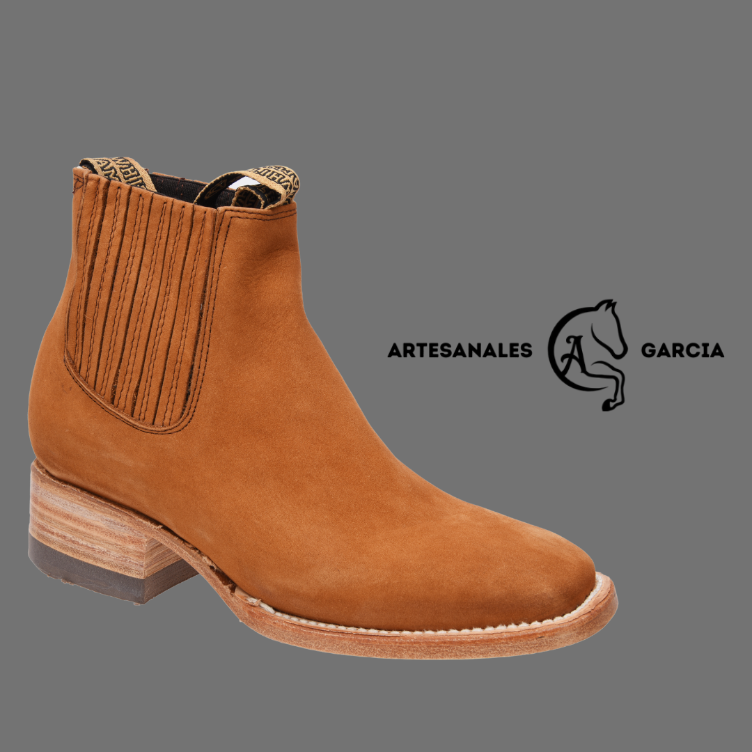 Botin Rodeo De Joven Punta Cuadrado Nobuck Gamuza Tabacco / Miel WD 345