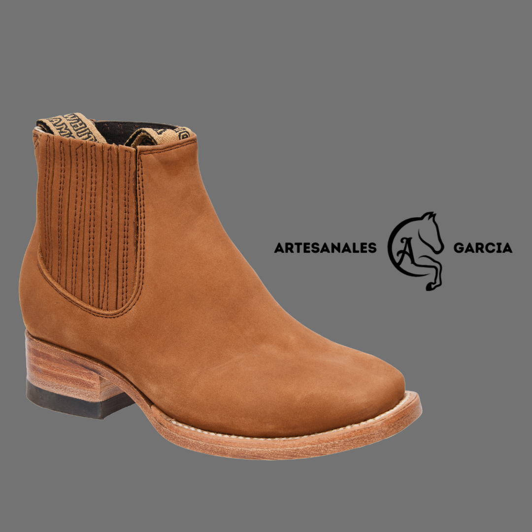 Botin Rodeo de Nino Punta Cuadrado Nobuck Gamuza Tabacco Miel WD 351