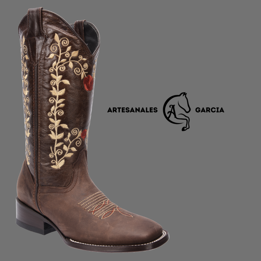 Bota Rodeo Tubo Alto Cafe Punta Cuadrada WD 479