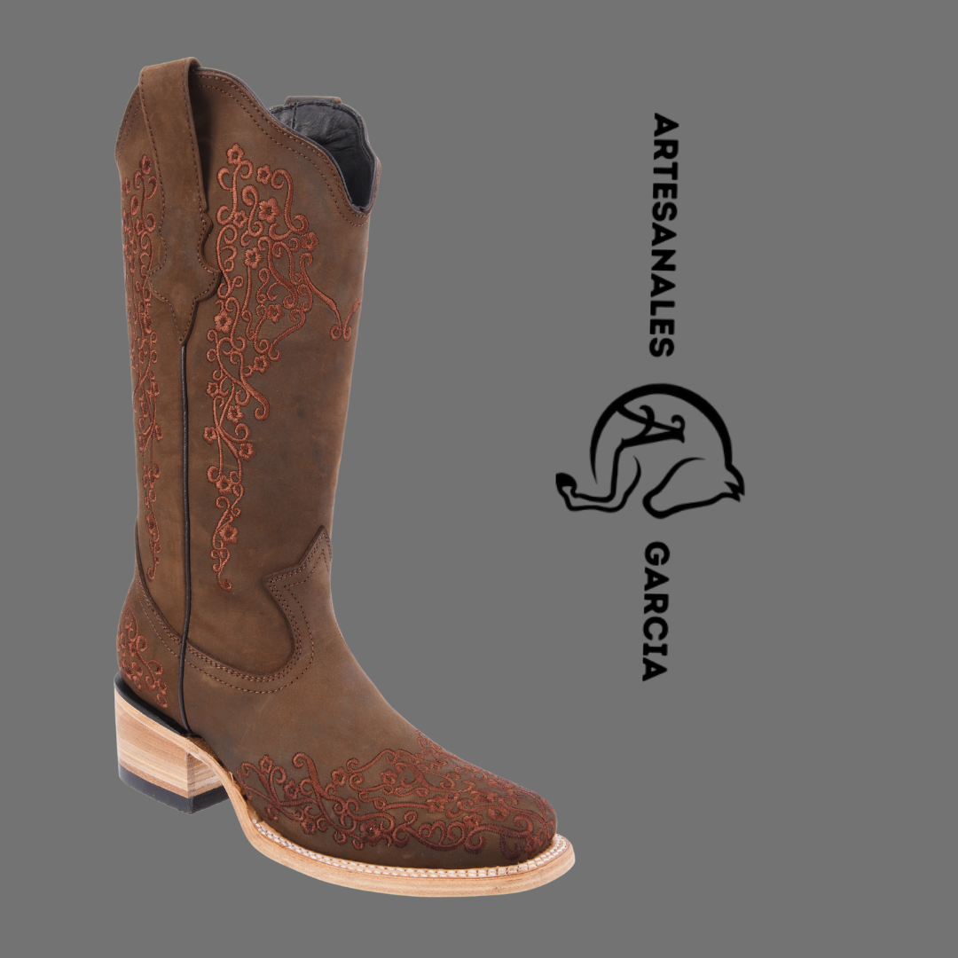 Bota Rodeo Tubo Alto Borrdado para Dama