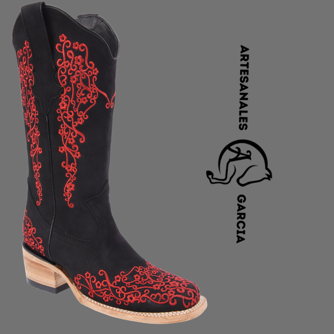 Bota Rodeo Tubo Alto Borrdado para Dama