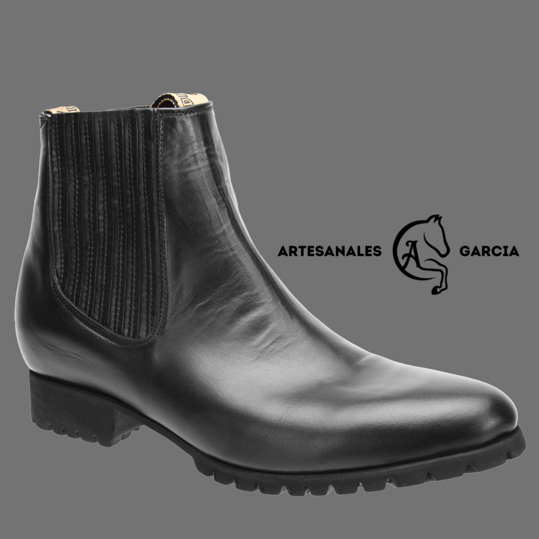 Botin Charro Negro Piel Tractor WD 731