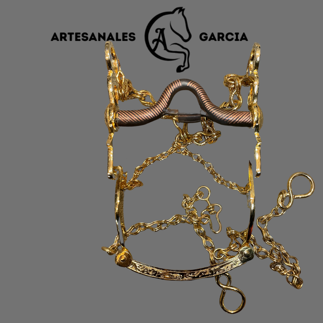 Freno Caballo Chapiado en Oro 24K