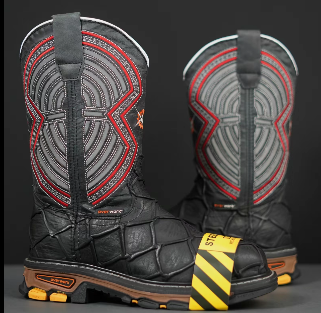 3026 Black Fish Leather Work Boots with Steel Toe