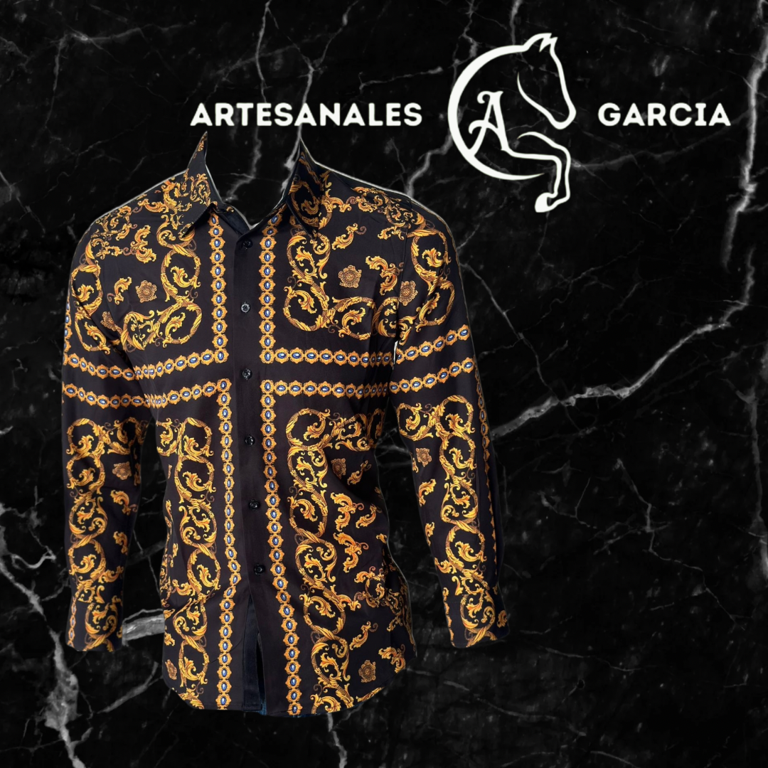 Camisa Barroca Dorada: Sofisticación y Estilo Clásico para Ocasiones Especiales