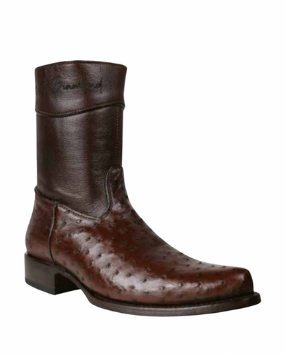 Men’s Genuine Ostrich Leather Western Boot – Diamond Series 125 | Zipper Entry | Brown, Shedron & Black
