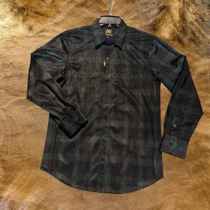 Camisa Vaquera  Plaid de Cuadros Verde oscuro