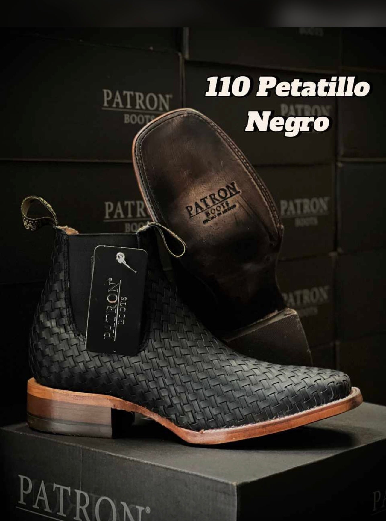 110 Petatillo Negro Botin Punta Cuadrada