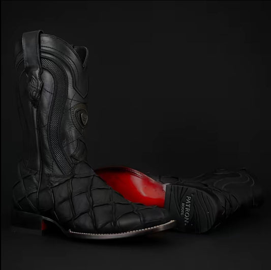 080 Pirarucu Print Matte Western Boots – Square Toe – Made in Mexico