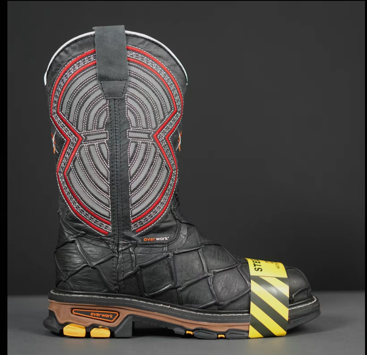 3026 Black Fish Leather Work Boots with Steel Toe