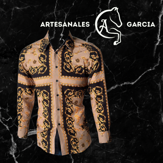 Camisa Barroca Beige: Elegancia Clásica con Estilo Moderno