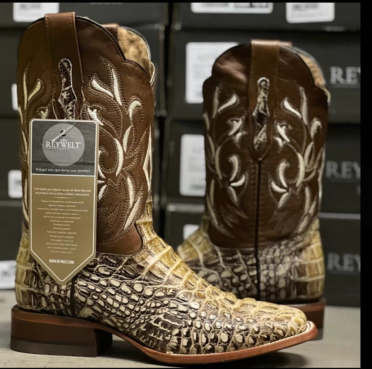 070 Alligator Print “Desierto” Western Boots – Genuine Leather Cowboy Boots