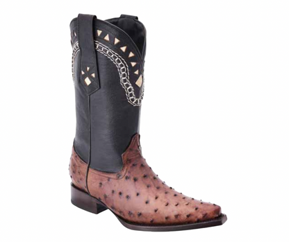 Men’s Western Cowboy Boot – 3x Aladino Premium Ostrich-Leather – Casual Wear