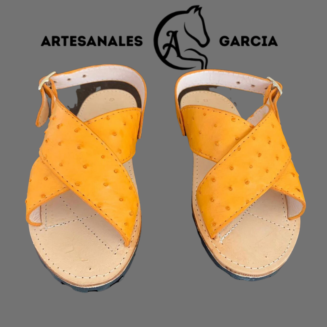 Huaraches Cruzado Avestruz Mantequilla Fino Original â Artesanales Garcia