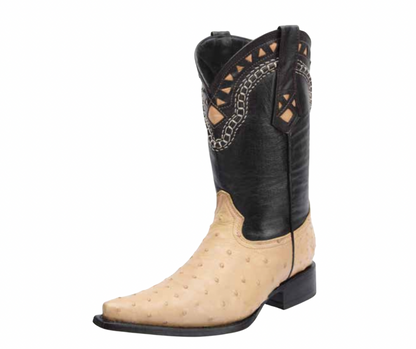 Men’s Western Cowboy Boot – 3x Aladino Premium Ostrich-Leather – Casual Wear