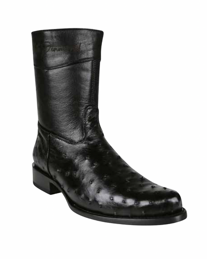 Men’s Genuine Ostrich Leather Western Boot – Diamond Series 125 | Zipper Entry | Brown, Shedron & Black
