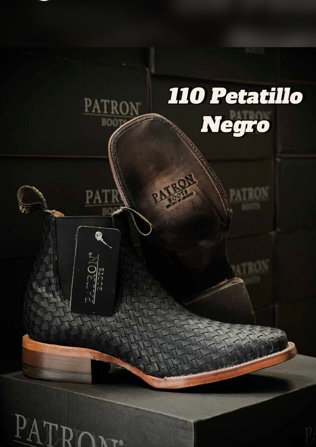 110 Petatillo Negro Botin Punta Cuadrada