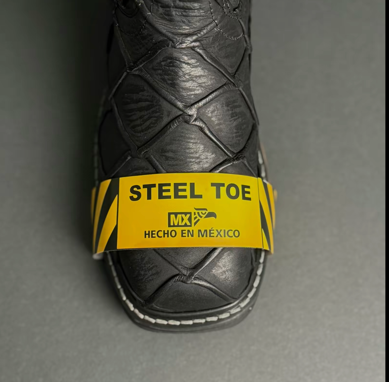 3026 Black Fish Leather Work Boots with Steel Toe