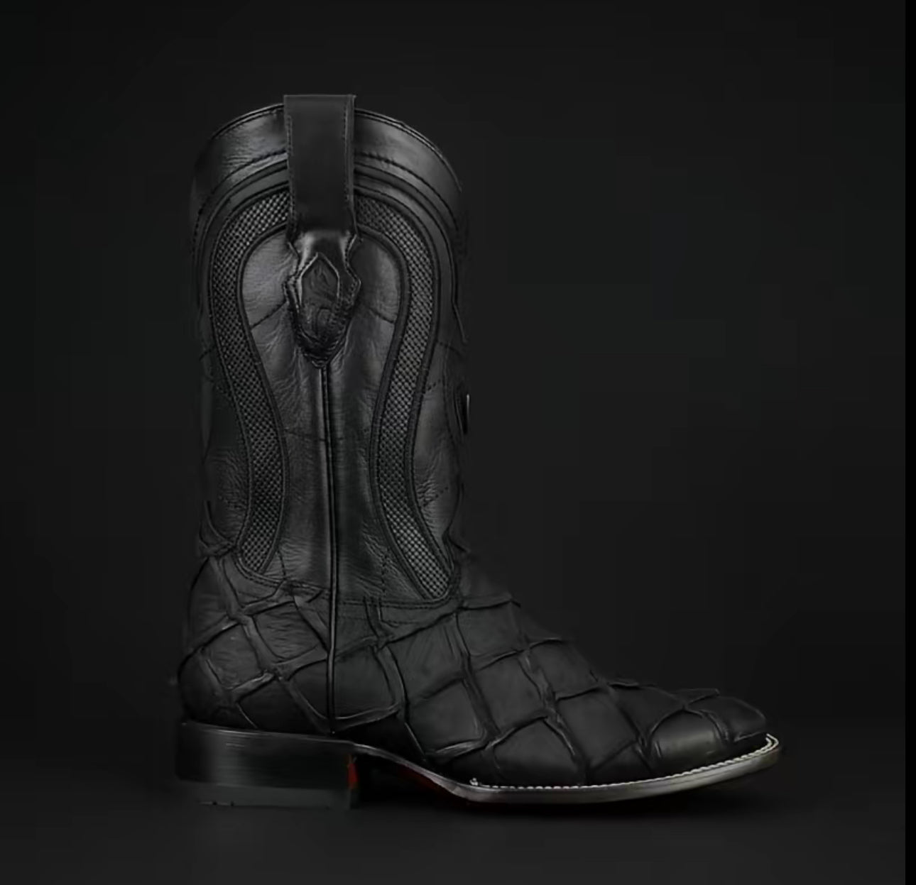 080 Pirarucu Print Matte Western Boots – Square Toe – Made in Mexico