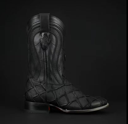 080 Pirarucu Print Matte Western Boots – Square Toe – Made in Mexico