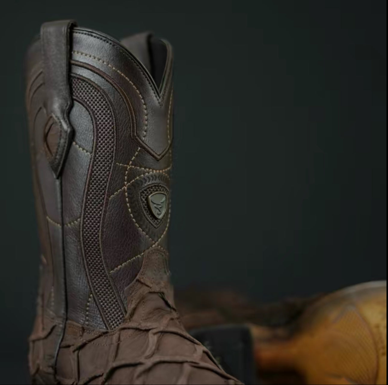 Botas Vaqueras Patron Boots 080 Pirarucú Choco Café – Puntera Cuadrada