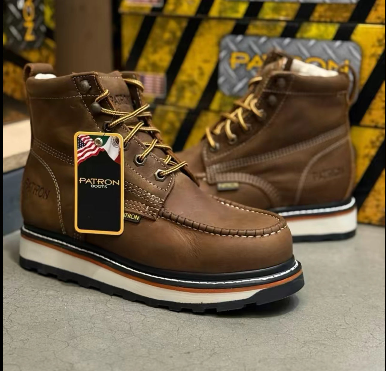 Men’s 6” Crazy Brown Moc Toe Work Boots – Full Grain Look – Durable Comfort Sole