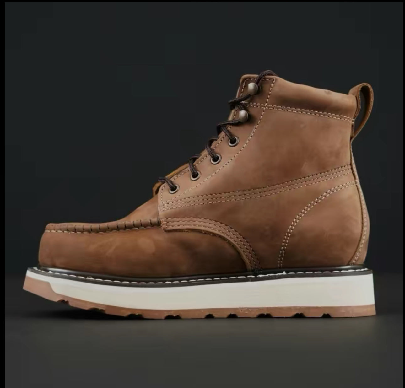 Men’s 6” Aztec Print Moc Toe Work Boots – Full Grain Leather, Lightweight Comfort Sole