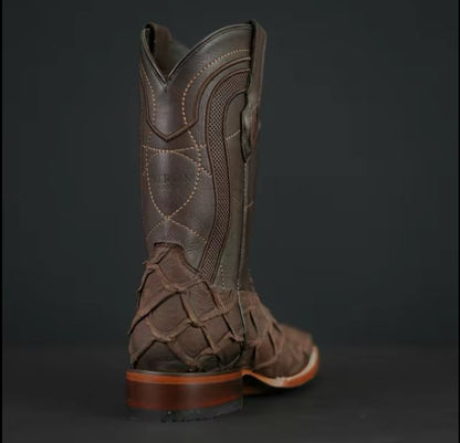 Botas Vaqueras Patron Boots 080 Pirarucú Choco Café – Puntera Cuadrada