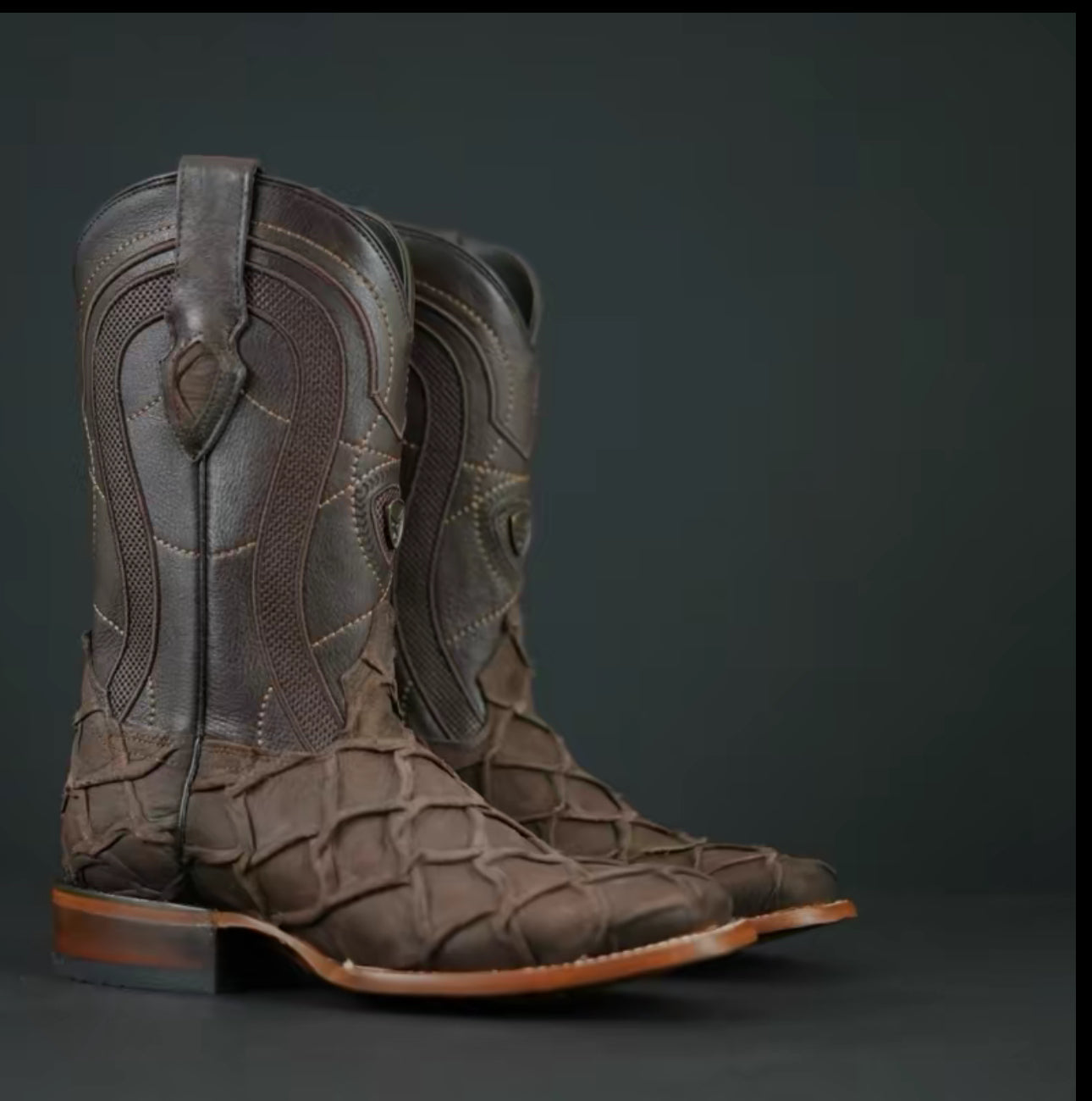 Botas Vaqueras Patron Boots 080 Pirarucú Choco Café – Puntera Cuadrada