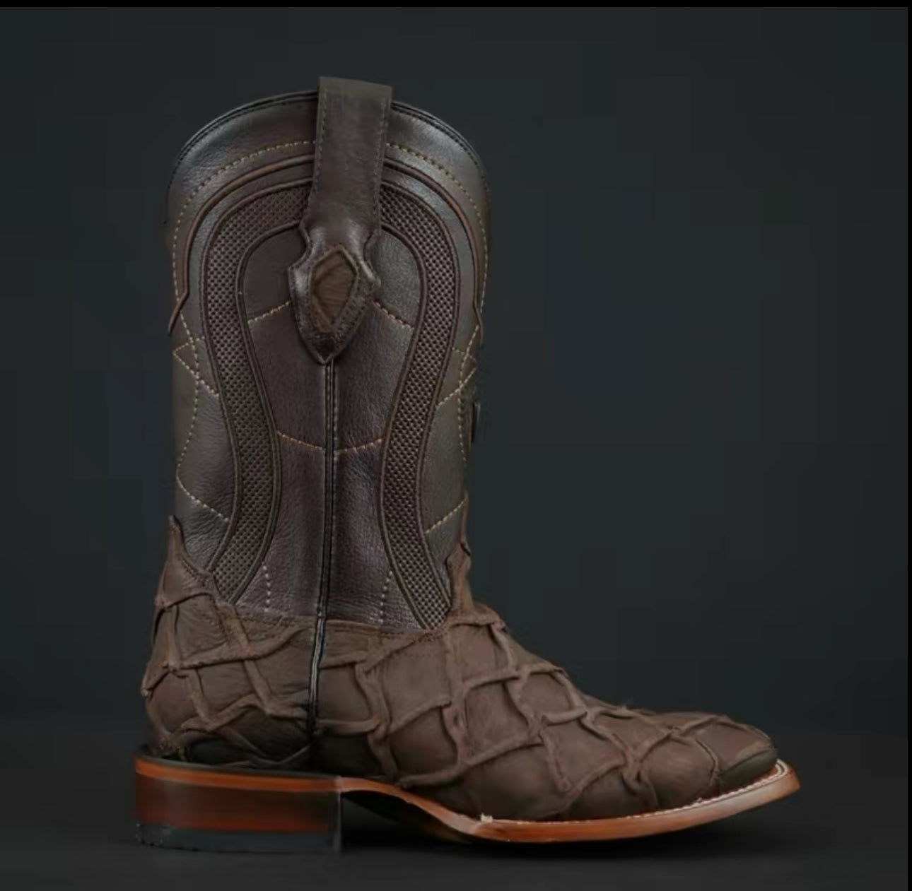 Botas Vaqueras Patron Boots 080 Pirarucú Choco Café – Puntera Cuadrada