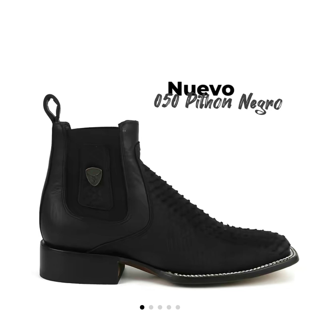 050 Botines Vaqueros Negros Estilo Pitón para Hombre – Bototín Ranchero (NO Exótica)