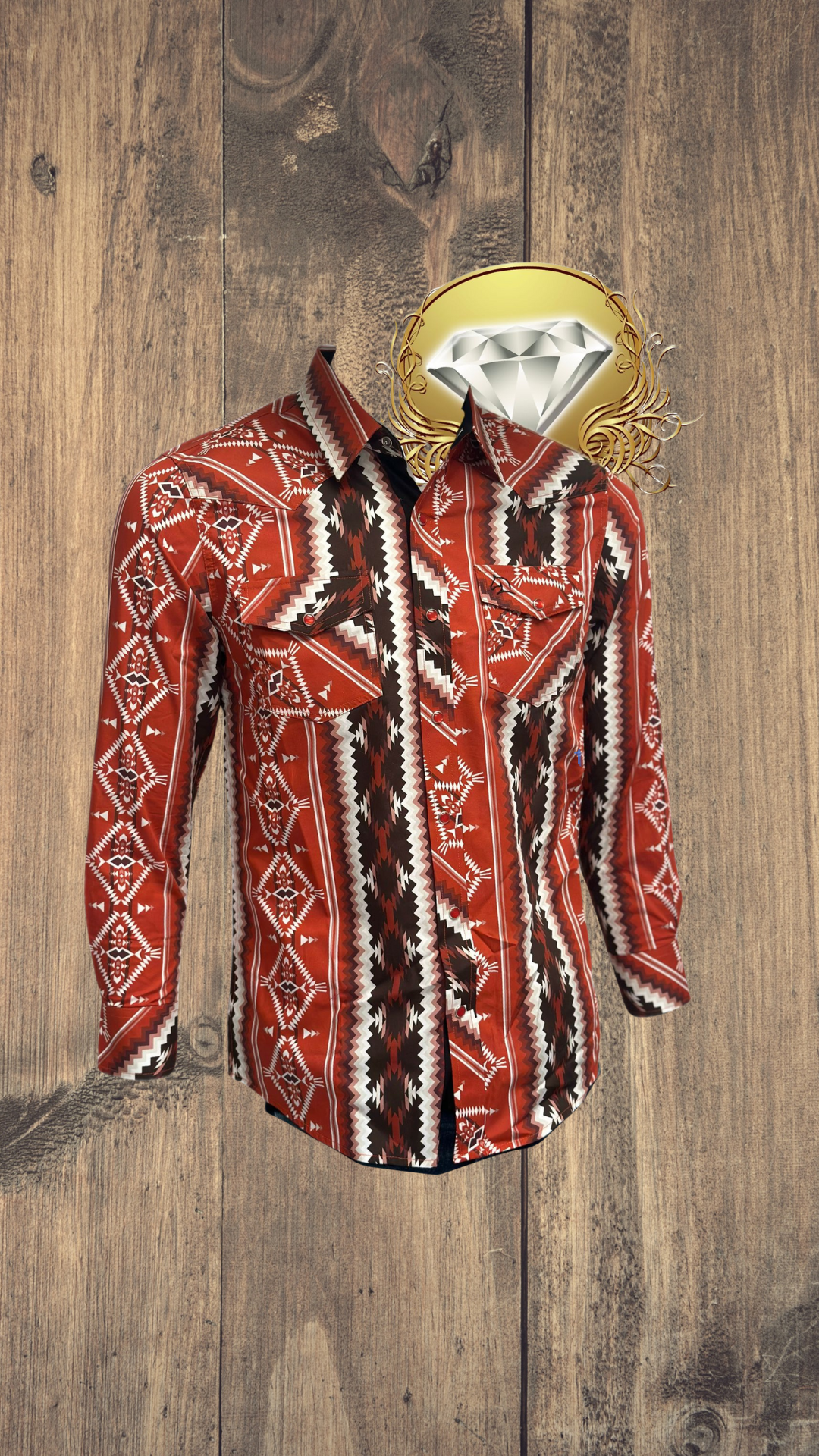 Camisa Vaquera Estampa Western Roja