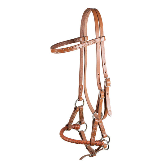 Side Pull de Cuero con Muserola Trenzada Flexion
